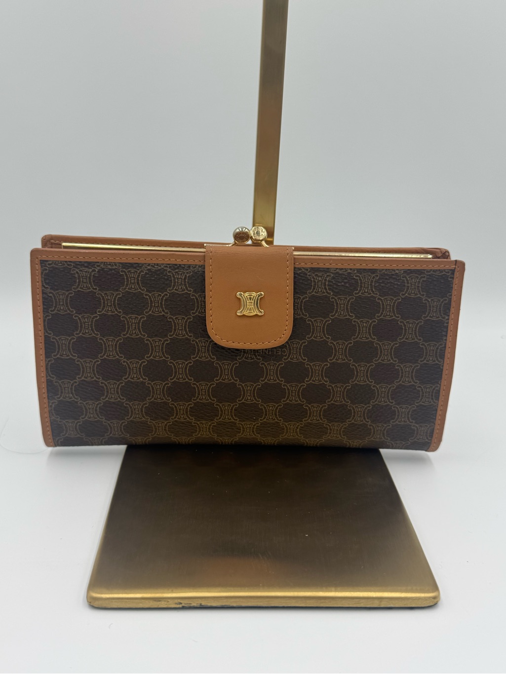 Celine Macadam Kisslock Wallet With Gold Hardware - Vintage